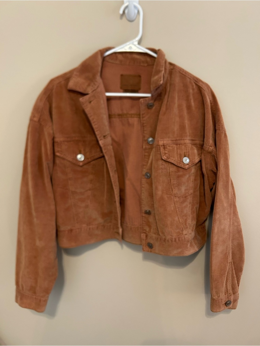 American Eagle Outfitters Cropped Corduroy Jacket in Rust Brown